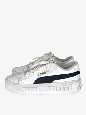 PUMA Smash V3 Platform Sneakers - White/Black - Size 8.5